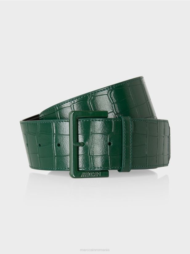 centură din piele de vacă cu aspect de crocodil Marc Cain padure intunecata accesorii 4826HH1744