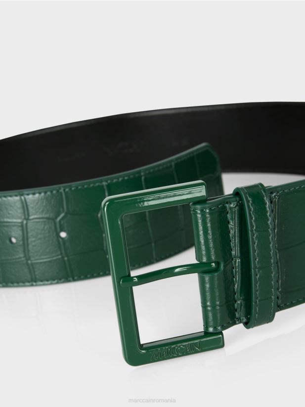 centură din piele de vacă cu aspect de crocodil Marc Cain padure intunecata accesorii 4826HH1744