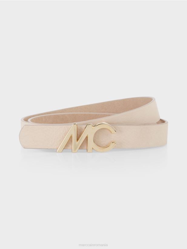 centura in talie cu catarama cu logo Marc Cain crema inchisa accesorii 4826HH1680