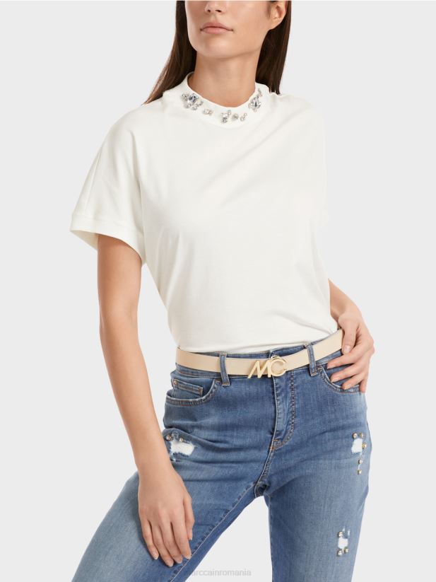 centura in talie cu catarama cu logo Marc Cain crema inchisa accesorii 4826HH1680