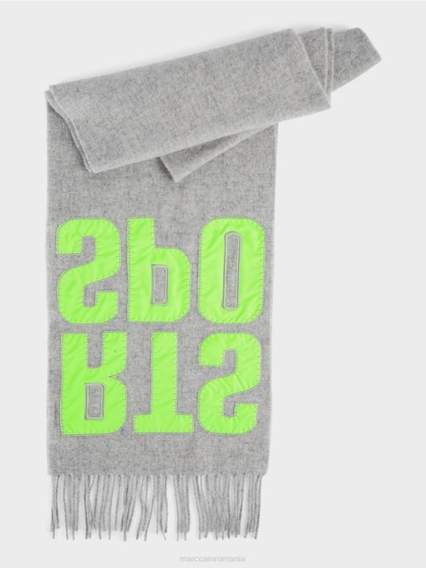 eșarfă cu aplicație de litere Marc Cain gri argintiu accesorii 4826HH1687