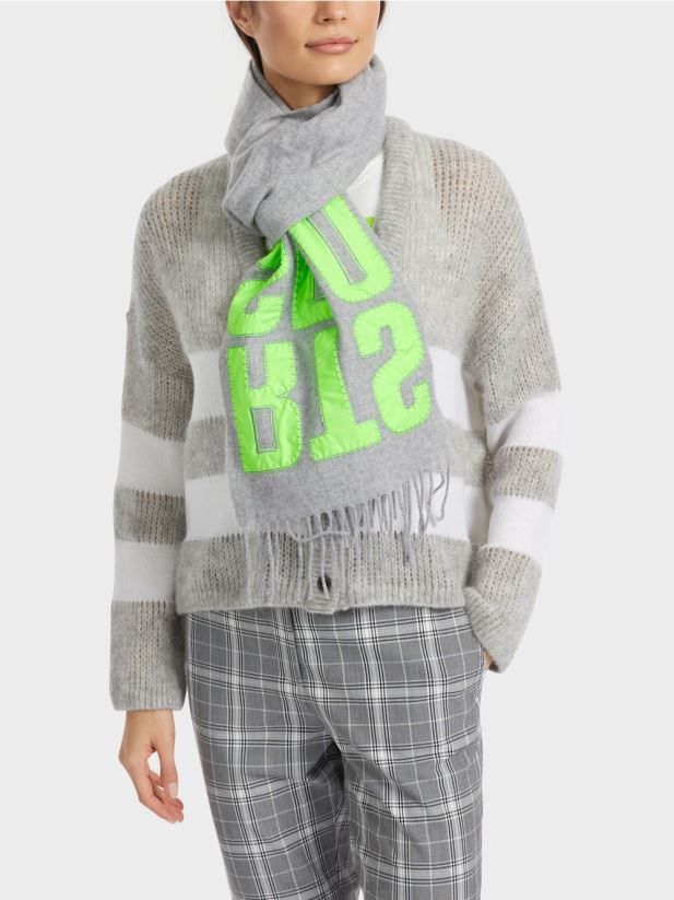 eșarfă cu aplicație de litere Marc Cain gri argintiu accesorii 4826HH1687