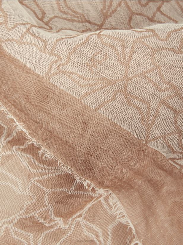 eșarfă cu cap de leopard stilizat Marc Cain cămilă accesorii 4826HH1745