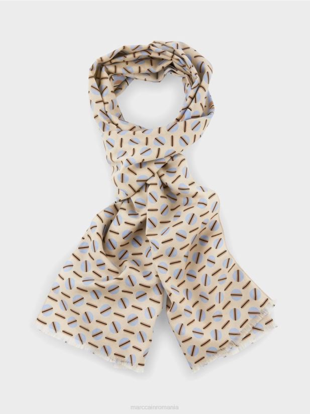 eșarfă cu design grafic Marc Cain crema inchisa accesorii 4826HH1676