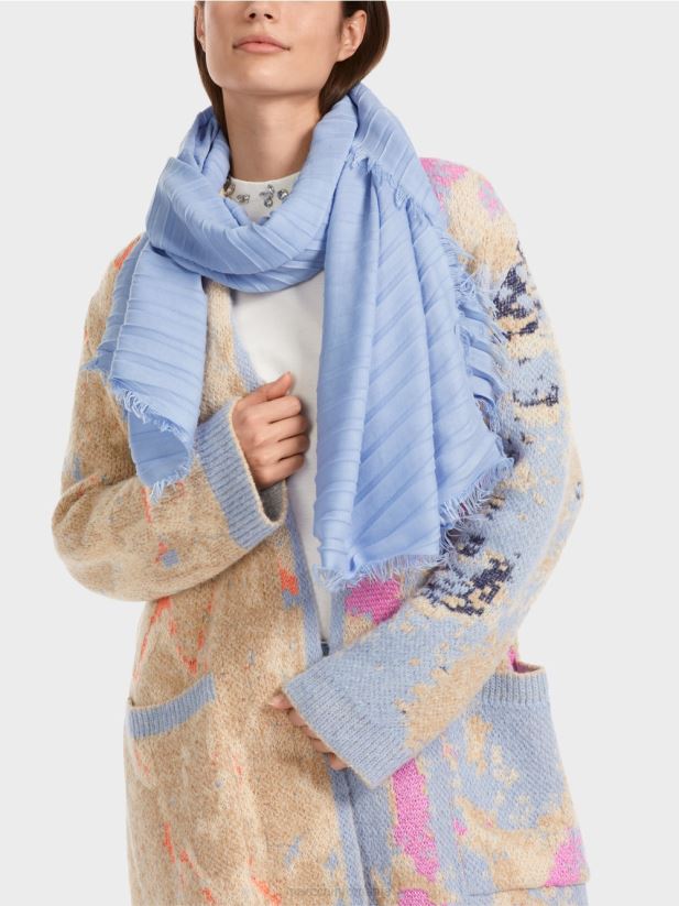 eșarfă cu franjuri de culoare uni Marc Cain cer întunecat de vară accesorii 4826HH1675