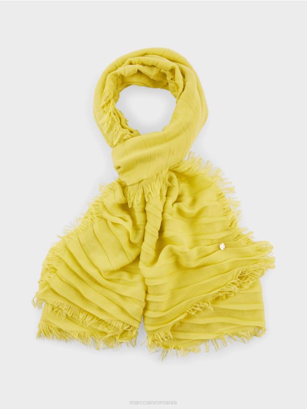 eșarfă cu franjuri de culoare uni Marc Cain lămâie moale accesorii 4826HH1702