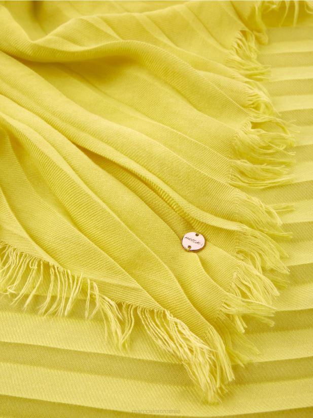 eșarfă cu franjuri de culoare uni Marc Cain lămâie moale accesorii 4826HH1702