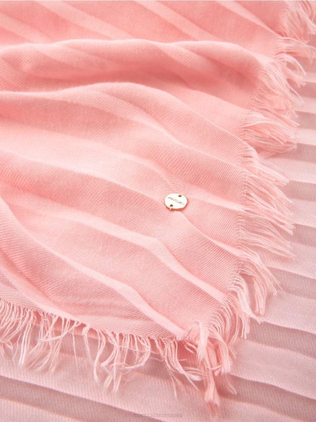 eșarfă cu franjuri de culoare uni Marc Cain roz pudra moale accesorii 4826HH1701