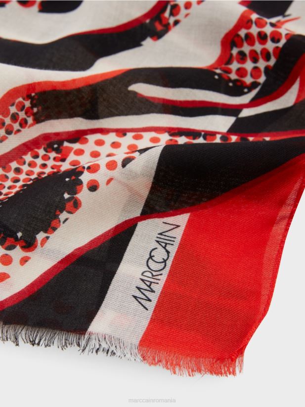eșarfă cu imprimeu leu stilizat Marc Cain campari accesorii 4826HH1668