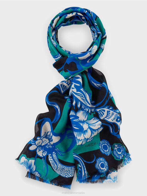 eșarfă cu imprimeu tatuat Marc Cain smalț accesorii 4826HH1656