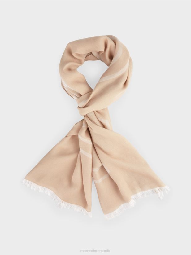 eșarfă cu logo Marc Cain moale taupe accesorii 4826HH1748