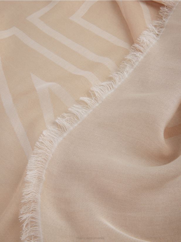 eșarfă cu logo Marc Cain moale taupe accesorii 4826HH1748