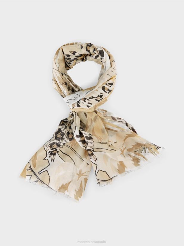 eșarfă cu motiv colaj Marc Cain panna cotta accesorii 4826HH1721