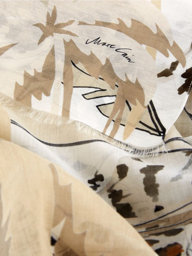 eșarfă cu motiv colaj Marc Cain panna cotta accesorii 4826HH1721