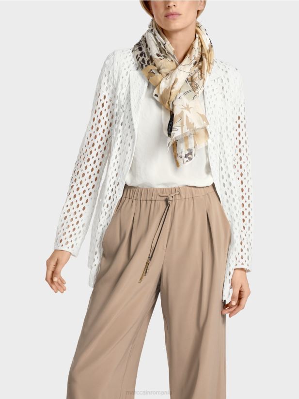 eșarfă cu motiv colaj Marc Cain panna cotta accesorii 4826HH1721