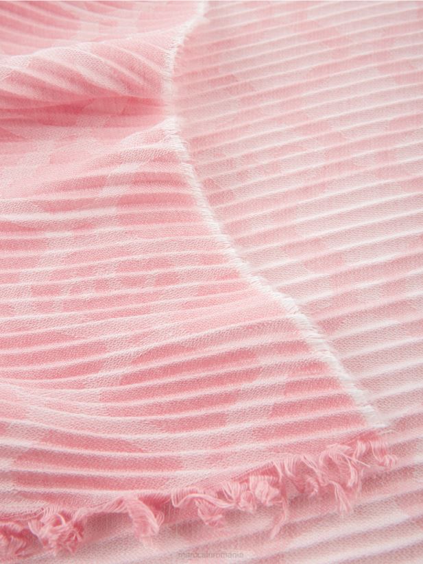 eșarfă cu pliuri Marc Cain roz pudra moale accesorii 4826HH1700