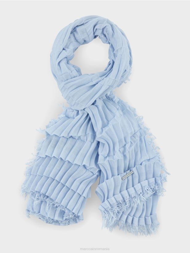 eșarfă cu structură plisată Marc Cain albastru pudra moale accesorii 4826HH1691