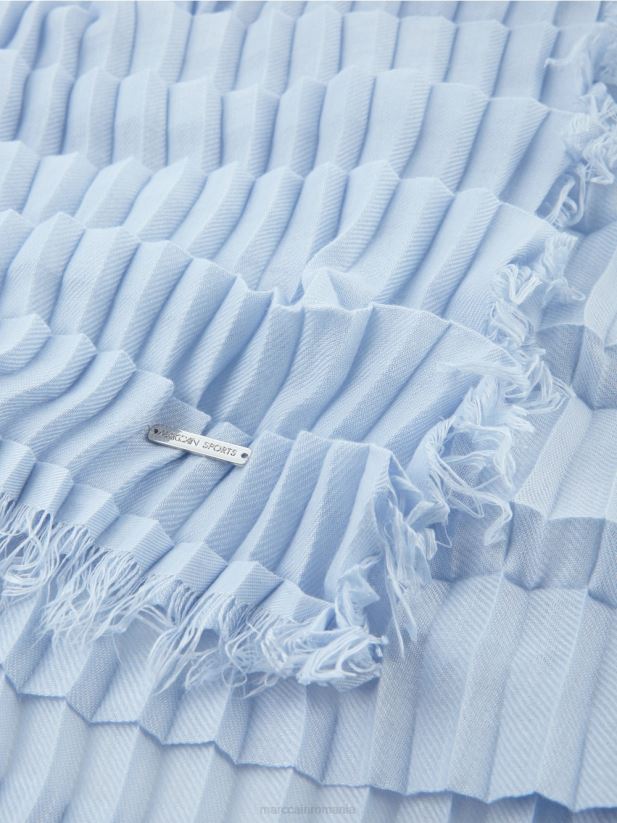 eșarfă cu structură plisată Marc Cain albastru pudra moale accesorii 4826HH1691