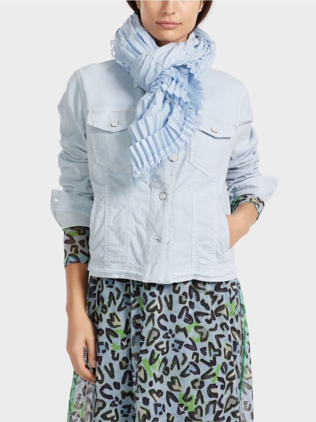 eșarfă cu structură plisată Marc Cain albastru pudra moale accesorii 4826HH1691