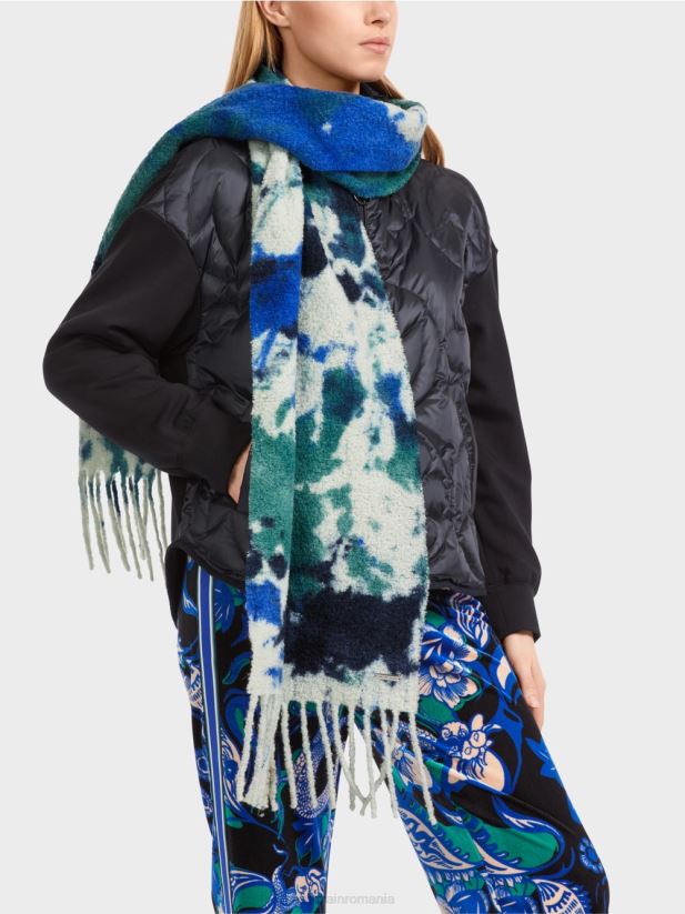 eșarfă de lână cu design batik Marc Cain smalț accesorii 4826HH1657