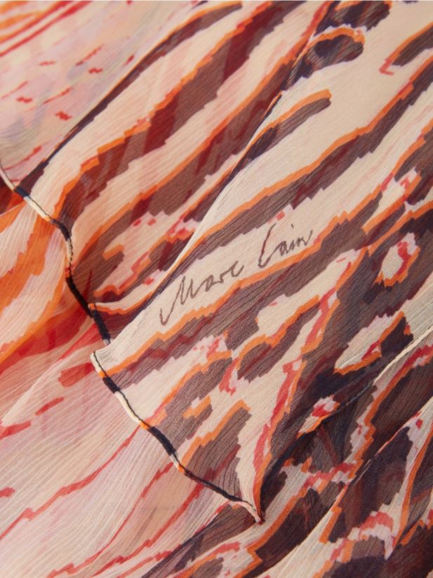 eșarfă de mătase cu imprimeu de blană animală Marc Cain cremă accesorii 4826HH1712