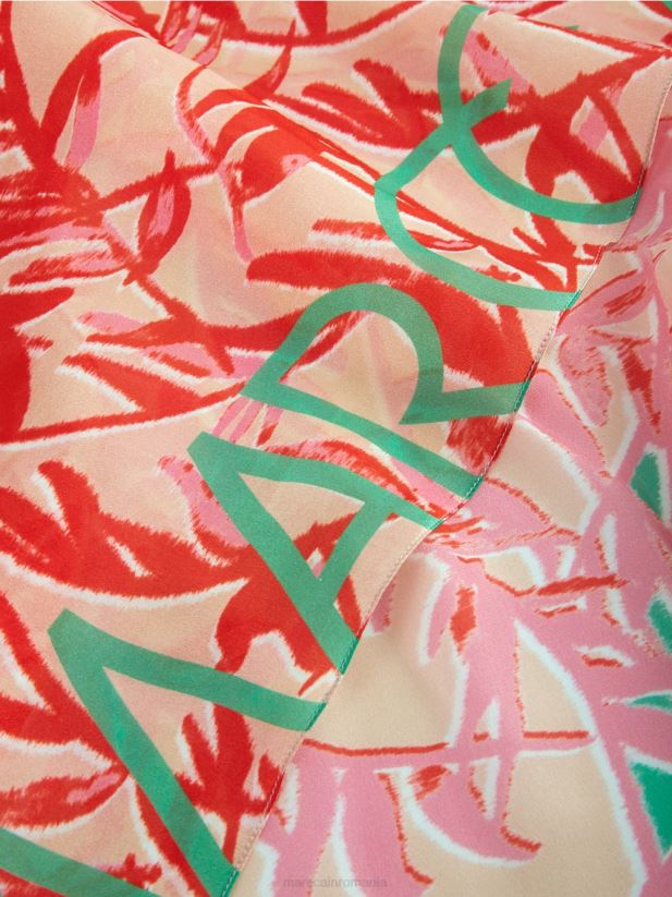 eșarfă elegantă de mătase cu model floral Marc Cain jad strălucitor accesorii 4826HH1736