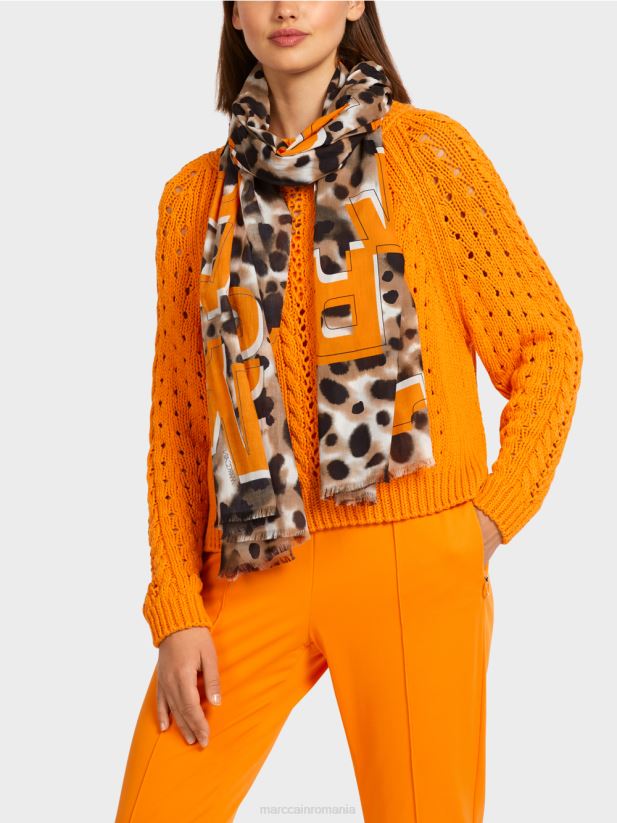 eșarfă leopard de vară Marc Cain cafea ușoară accesorii 4826HH1741