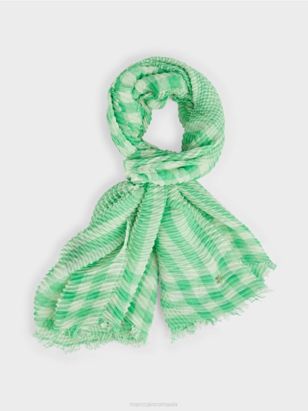 eșarfă în carouri vichy Marc Cain jad strălucitor accesorii 4826HH1737