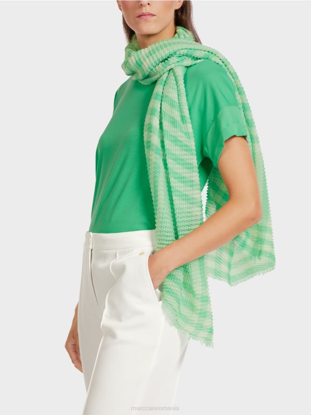 eșarfă în carouri vichy Marc Cain jad strălucitor accesorii 4826HH1737