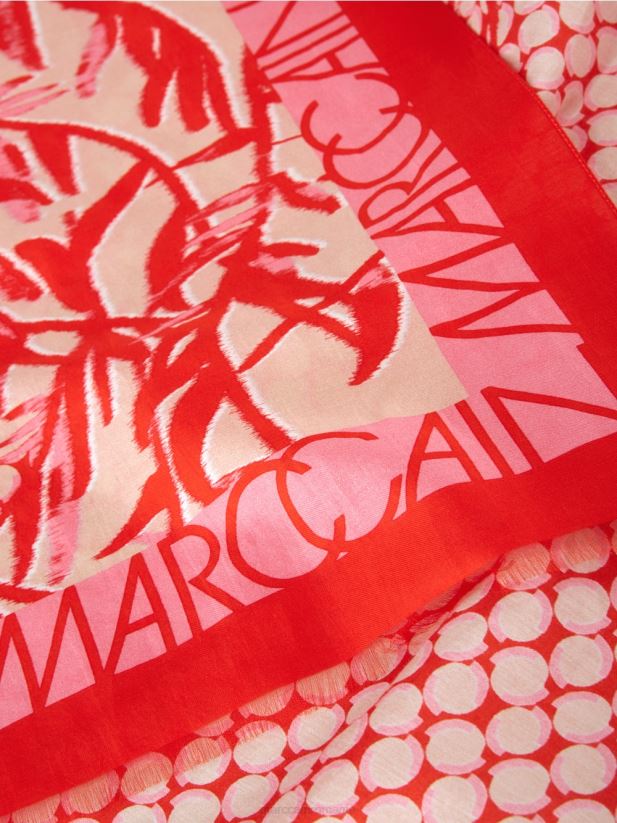 eșarfă într-un amestec de imprimeuri Marc Cain mandarină accesorii 4826HH1735