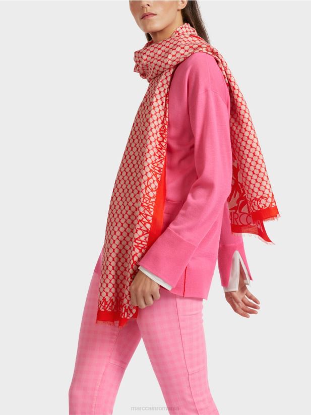 eșarfă într-un amestec de imprimeuri Marc Cain mandarină accesorii 4826HH1735