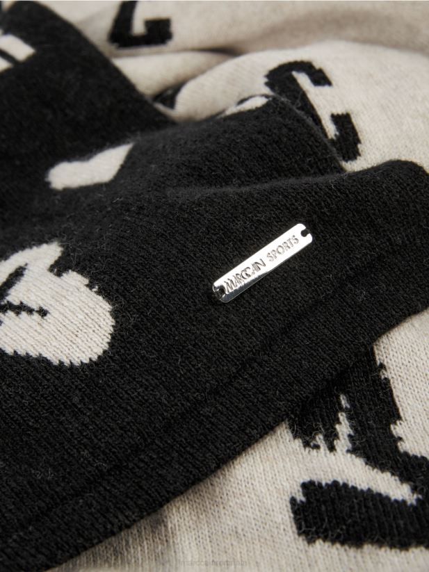 eșarfă reversibilă „regândește împreună”. Marc Cain negru accesorii 4826HH1693