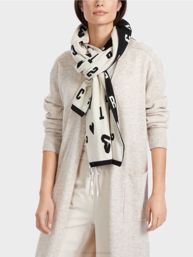 eșarfă reversibilă „regândește împreună”. Marc Cain negru accesorii 4826HH1693