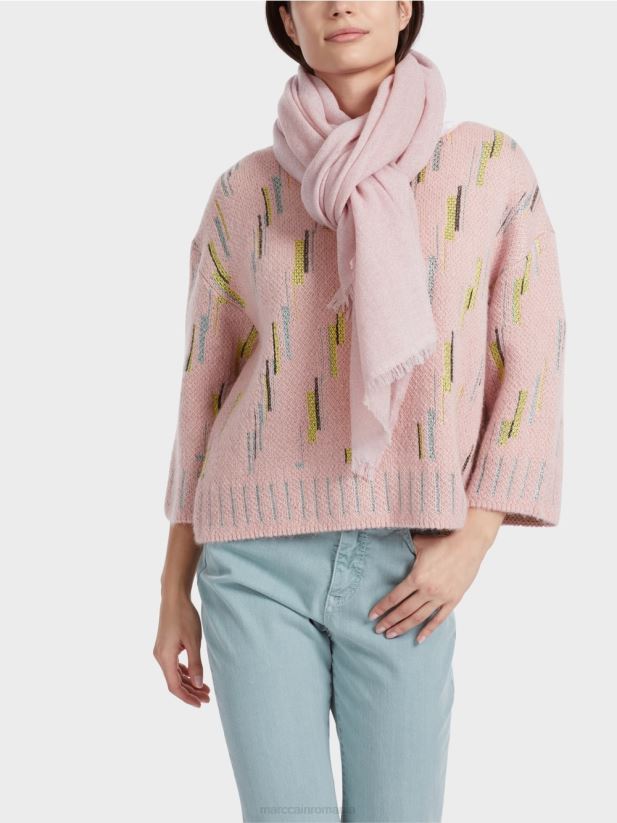 esarfa eleganta tesuta cu lurex Marc Cain roz pudra moale accesorii 4826HH1705