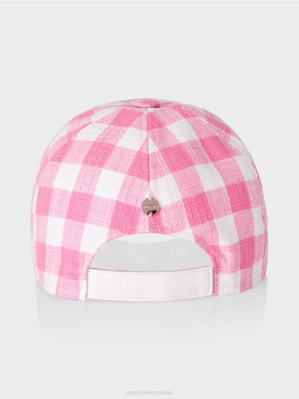 șapcă cu cecuri vichy Marc Cain roz aprins accesorii 4826HH1731