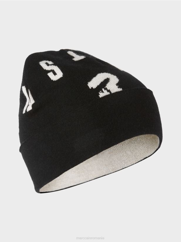 șapcă tricotată „rethink together”. Marc Cain negru accesorii 4826HH1698