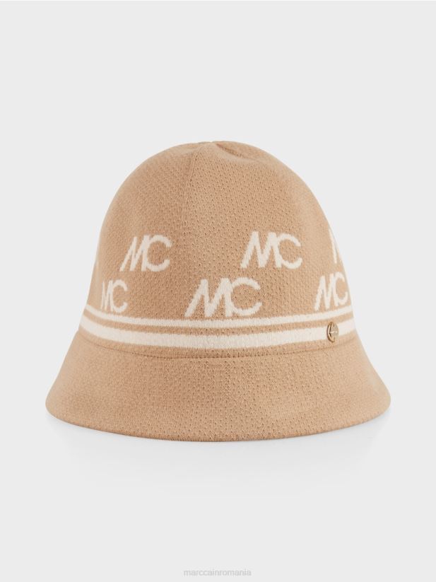 pălărie casual din tricot Marc Cain caramel strălucitor accesorii 4826HH1685