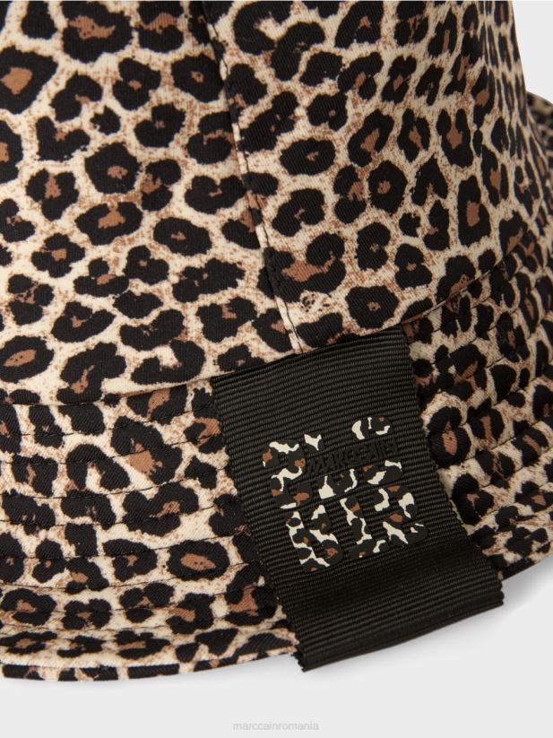 pălărie de găleată cu imprimeu leu Marc Cain cremă pudră accesorii 4826HH1738