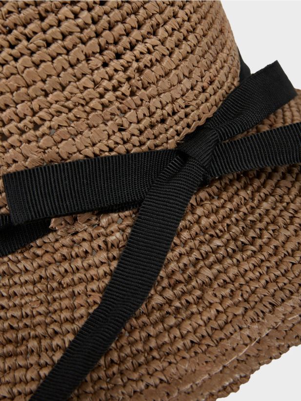 pălărie de paie feminină Marc Cain moale taupe accesorii 4826HH1729