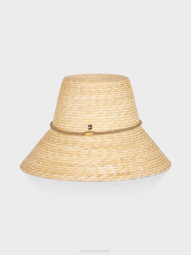 pălărie de soare cloche din paie naturală Marc Cain rafie accesorii 4826HH1720