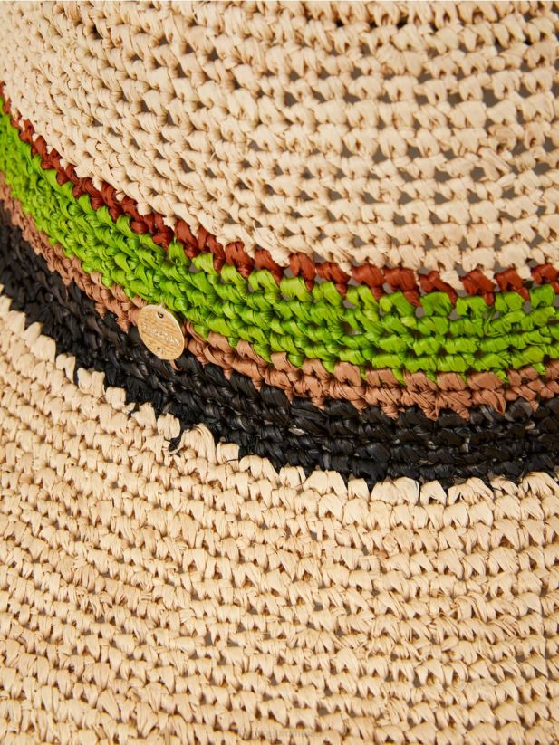 pălărie de soare din paie naturală Marc Cain nisip adânc accesorii 4826HH1722