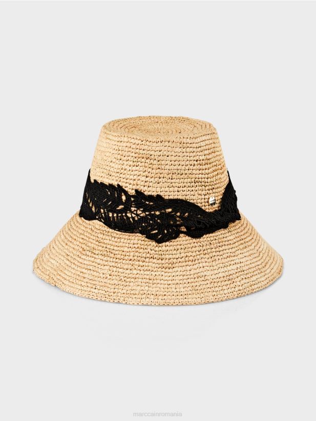 pălărie de soare în stil cloș Marc Cain rafie accesorii 4826HH1725