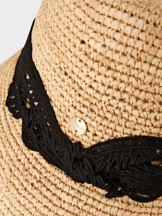 pălărie de soare în stil cloș Marc Cain rafie accesorii 4826HH1725