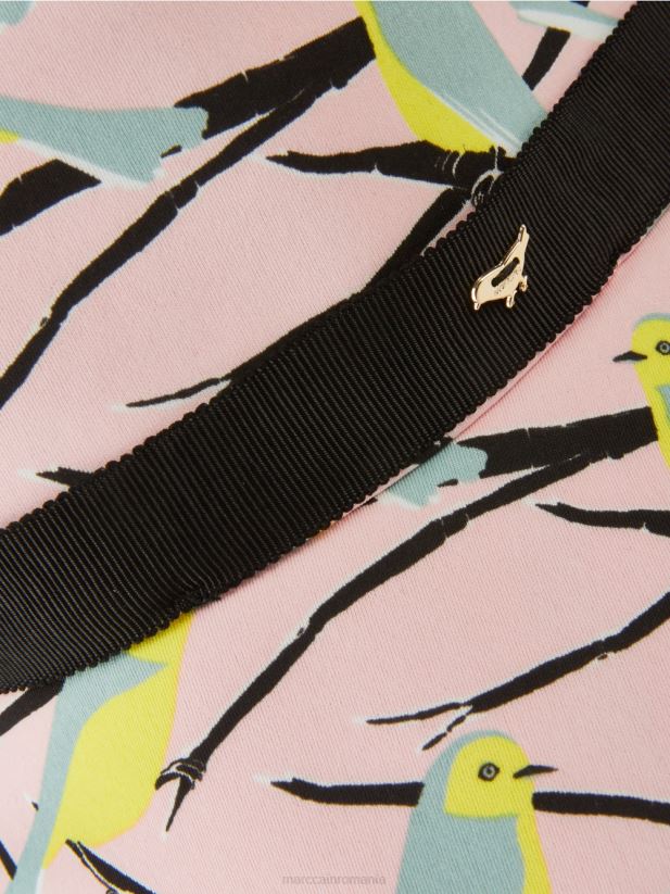 pălărie floppy cu design de pasăre Marc Cain roz pudra moale accesorii 4826HH1708