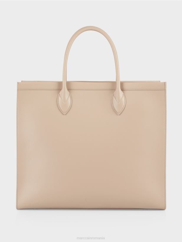 Geantă tote 2 în 1 cu inscripții cu logo Marc Cain nisip adânc accesorii 4826HH1531