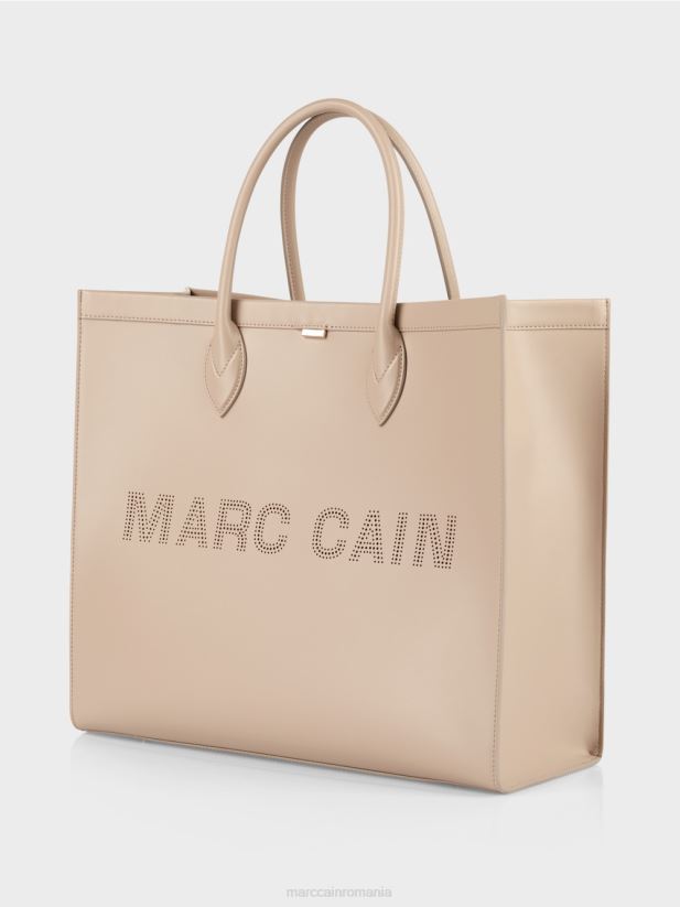 Geantă tote 2 în 1 cu inscripții cu logo Marc Cain nisip adânc accesorii 4826HH1531