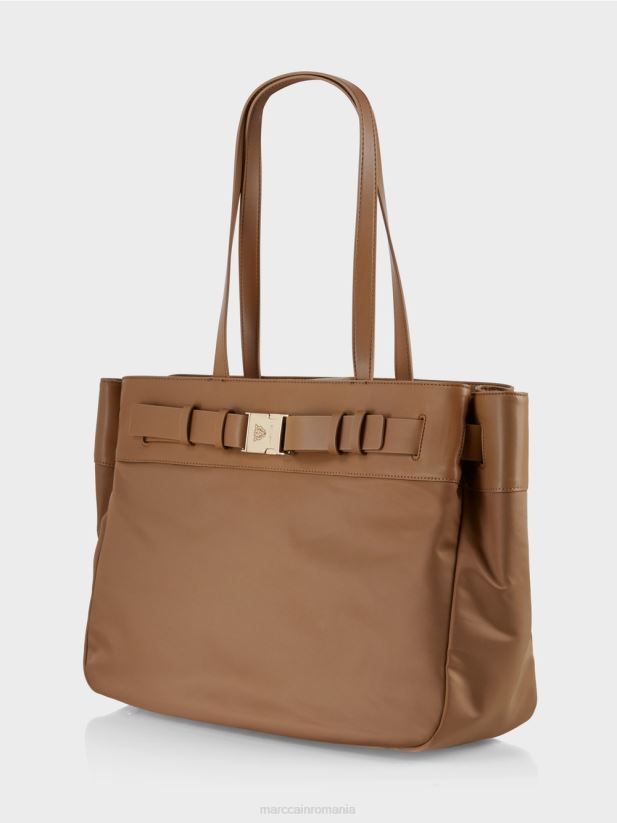 cumpărător din nailon „regândiți împreună”. Marc Cain caramel strălucitor accesorii 4826HH1501