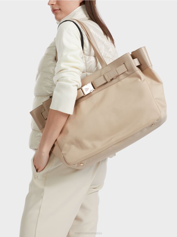 cumpărător din nailon „regândiți împreună”. Marc Cain nisip albit accesorii 4826HH1495