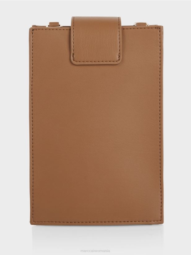geantă crossbody în format longitudinal Marc Cain caramel strălucitor accesorii 4826HH1499