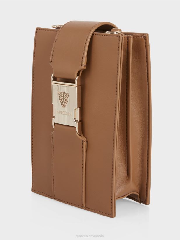 geantă crossbody în format longitudinal Marc Cain caramel strălucitor accesorii 4826HH1499